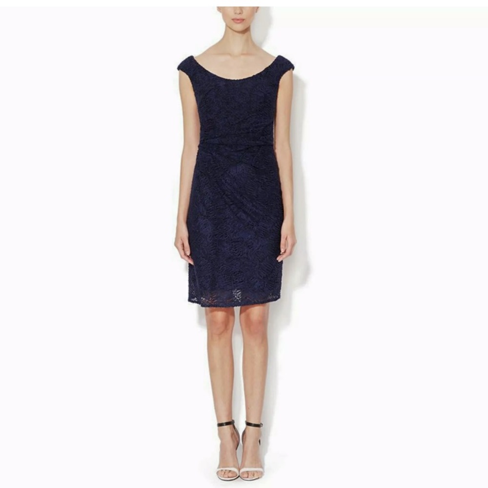 Escada Silk Textured Embroidered Runched Dress